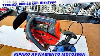 Riparazione avviamento doppia molla motosega da potatura OleoMac