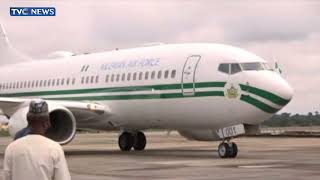 (WATCH) Moment President Buhari's Plane Touches Down At Imo Airport