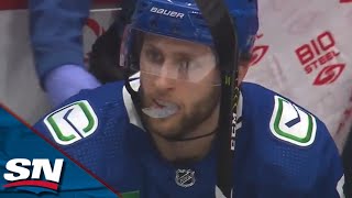 Canucks' Guillaume Brisebois Receives Sweet Feed From Nils Aman To Net First Career Goal