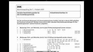 Vorbereitung Prüfung AP1 F23 Industriemechaniker