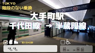 【大手町駅】千代田線から半蔵門線へ　== 階段のない乗り換え==