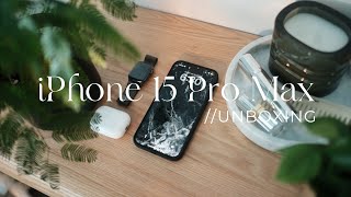 iPhone 15 Pro Max Black Titanium Aesthetic Unboxing | Apple Watch Series | AirPods Pro
