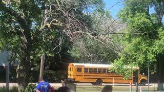 First Student 2018 IC CE Bus 613 passes North Suburban YMCA