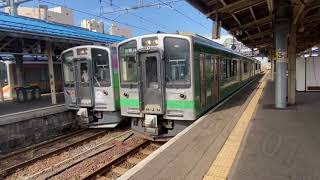 えちごトキめき鉄道 妙高はねうまライン　ET127系V3編成 田辺工業ラッピング　新井行　直江津駅発車