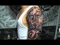 lion tattoo semi colour surealism style by lolit made