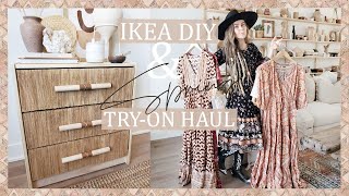 BOHO SPRING TRY-ON HAUL | IKEA SIDE TABLE REVAMP DIY