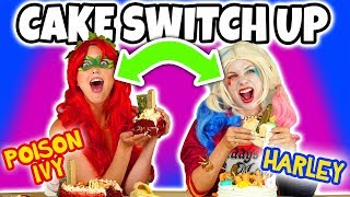 CAKE SWITCH UP CHALLENGE! HARLEY QUINN VS POISON IVY. (Totally TV)