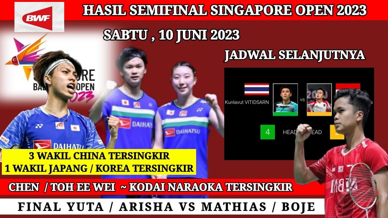 HASIL TERBARU SEMIFINAL SINGAPORE OPEN 2023 | HASIL BADMINTON HARI INI ...