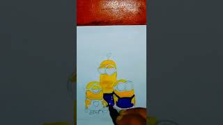 Drawing Minion with posca makers!! 😳 #shorts  #minions #drawing #creativeart