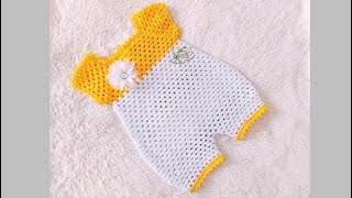 MAMELUCO A CROCHET PARA BEBÉ PASO A PASO - TEJIDO FÁCIL Y RAPIDO - PUNTADA FANTASIA  -3 A 6 MESES