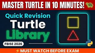 Python Turtle Graphics Quick Revision | Computer PBA class 12 FBISE 2026