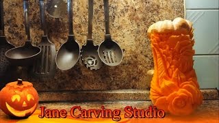 Карвинг на тыкве - цветы - Jane Carving Studio