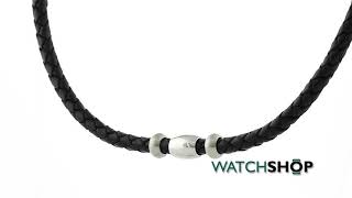 Unique \u0026 Co Men's Unique \u0026 Co Stainless Steel Black Leather Necklace (K48BL/50CM)