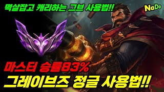 마스터 승률83% 그레이브즈 정글 사용법!! 팀운 무시하고 캐리하면서 연승하는 그브 사용법!!