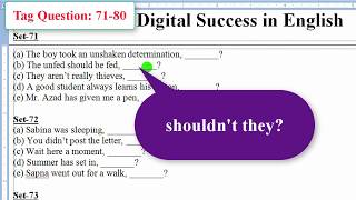 Tag Question: Exercise 71-80 Sets (in Bangla)