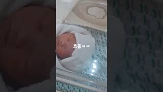 생후1일) 태어난지 인생 1일차(15분)의 귀여움 ❤️ ㅋㅋ 신생아 아기 하준 #shorts #baby #육아 #care #아기