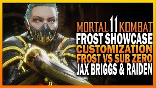 Mortal Kombat 11 FROST Gameplay - FROST Vs Sub Zero, Jax Briggs & Raiden - Frost Customization MK11