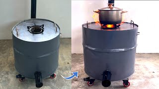 Creative ideas for the perfect wood stove from used drums and brand new cement