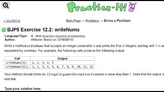 Java Practice It | Exercise 12.2: writeNums | recursion, recursive training