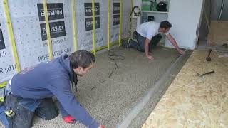 Chape sèche isolante pour maison en bois