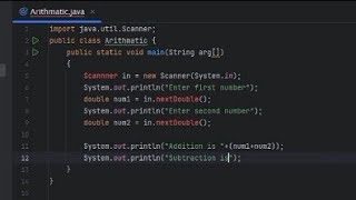 Arithmetic operation program in java | how to write a code arithmetic operators in java