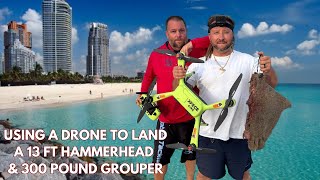 Drone Deploying Massive BLOODY BAITS from Beach [Catching Huge SHARKS & Goliath Grouper]