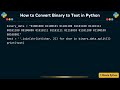 How to Convert Binary to Text in Python