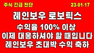 [주식 긴급 진단] 레인보우 로보틱스 초대박 - 축하합니다 이제 대응하셔야 합니다 매우중요 !!