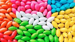 Satisfying ASMR l Magic  Rainbow Kinetic Sand M&M's & Skittles Candy Mixing Cutting  #10
