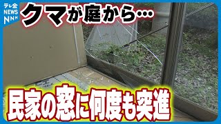 【一時騒然】窓ガラスに何度も突進…早朝の住宅街　民家の庭からクマ侵入