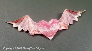 Phong Tran Origami | Money size 1x2 | Wings Heart | Money Origami