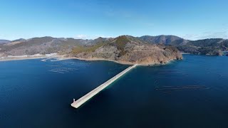 【釣り用海底地形調査】牡鹿半島 女川港 赤灯台・北防波堤ドローン空撮