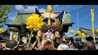 令和5年（2023年）曽根天満宮秋祭り宵宮　西之町宮入正門前差し