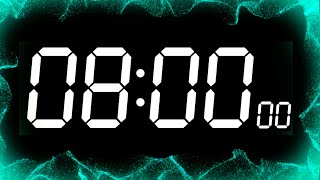 8 Minute Countdown Timer (White Digits on Black Background) | 480 Second Countdown Timer