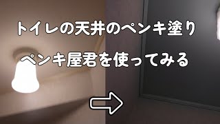 重い腰を上げて一階のトイレのバリアフリー化に着手　こういうのは急がば回れ　上から順番　まずは天井　電動ペンキ吹き付け工具　ペンキ屋くんを使ってみる　取説見ながら素人が初めて使ってこの通り　めっちゃいい