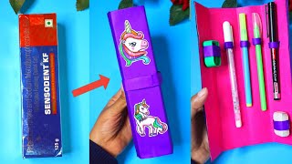 DIY Pencil Box With toothpaste box | How to make pencil box easy with empty box