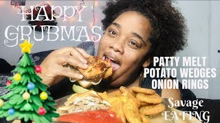HAPPY GRUBMAS 🎄SAVAGE EATING/ PATTY MELT|| SOCIAL EATING | EATING SHOW