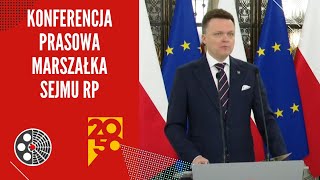 Konferencja prasowa marszałka Sejmu Szymona Hołowni