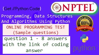 NPTEL: Programming , Data Structures and Algorithms Using Python Sample programming test answer