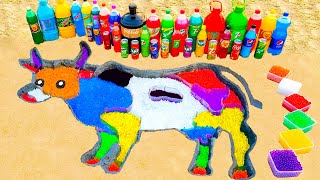 How to make Rainbow Cow with Orbeez, Big Mtn Dew, Fanta, 7up, Coca Cola vs Mentos & Popular Sodas