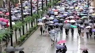 香港民众雨中开始“全城蒙面日”抗议禁止蒙面法的实施大游行