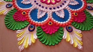 big multicolored festival rangoli//easy rangoli design// relaxing rangoli video