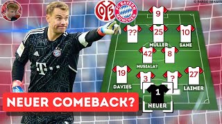 Manuel Neuer zurück im Tor?! So spielt Bayern gegen Mainz 05!