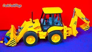 BACKHOE + BULLDOZER Toy Trucks for Kids Surprise Toys Unboxing - Learn Colors