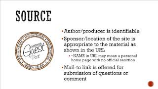 Lesson 3.1 Evaluating Web Sources (Mini)