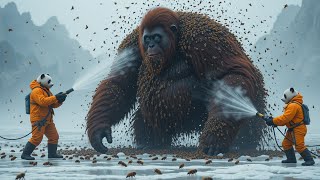 Heroic Panda Rescues Orangutan Overwhelmed by a Swarm of Giant Bees in Frozen Wilderness