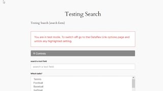 Dataflex Link -  Options page:  Test mode, the row score