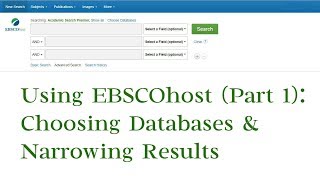 Using EBSCOhost (Part 1): Choosing Databases & Narrowing Results