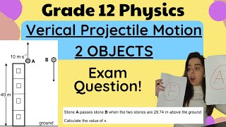 Vertical Projectile Motion Two Objects Exam Question