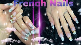 French Nails | ფრენჩის გაკეთება დიზაინით | ფრჩხილების დიზაინი სახლის პირობებში | nail design at nome